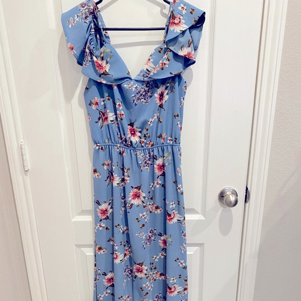 Long Blue Floral Dress